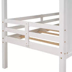 Lit cabane bas en forme de maison avec toit et deux fenêtres avant, taille jumeau, 204,2 cm L x 114,8 cm l x 181,4 cm H - Blanc