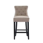 Upholstered Counter and Bar Stools Solid Wood Legs, Button Tufted Back