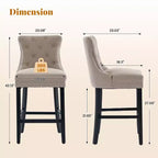 Upholstered Counter and Bar Stools Solid Wood Legs, Button Tufted Back