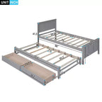 Wood Twin Size Platform Bed with Trundle and Drawers