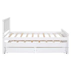 Wood Twin Size Platform Bed with Trundle and Drawers