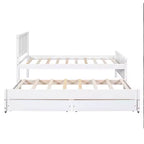 Wood Twin Size Platform Bed with Trundle and Drawers