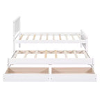 Wood Twin Size Platform Bed with Trundle and Drawers