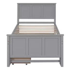 Wood Twin Size Platform Bed with Trundle and Drawers