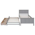 Wood Twin Size Platform Bed with Trundle and Drawers