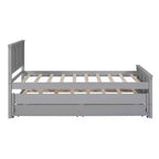 Wood Twin Size Platform Bed with Trundle and Drawers