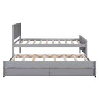 Wood Twin Size Platform Bed with Trundle and Drawers