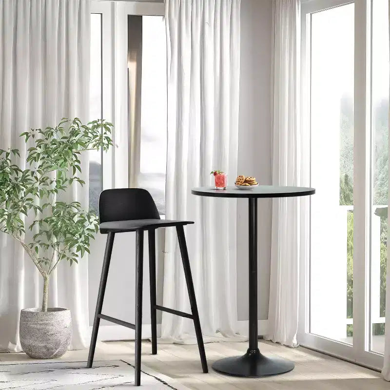 Bar Table 40 Inch Modern Kitchen Table Dining Table with Metal Base, Black