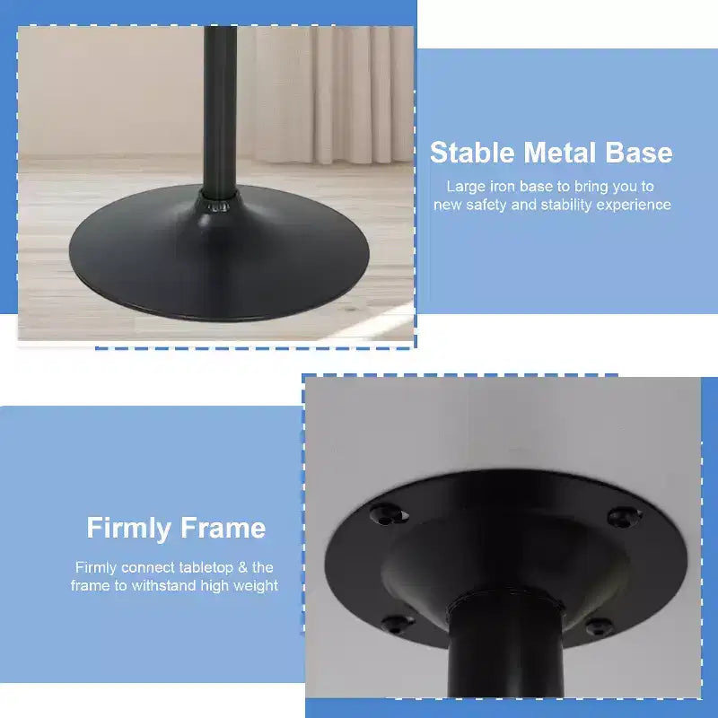 Bar Table 40 Inch Modern Kitchen Table Dining Table with Metal Base, Black
