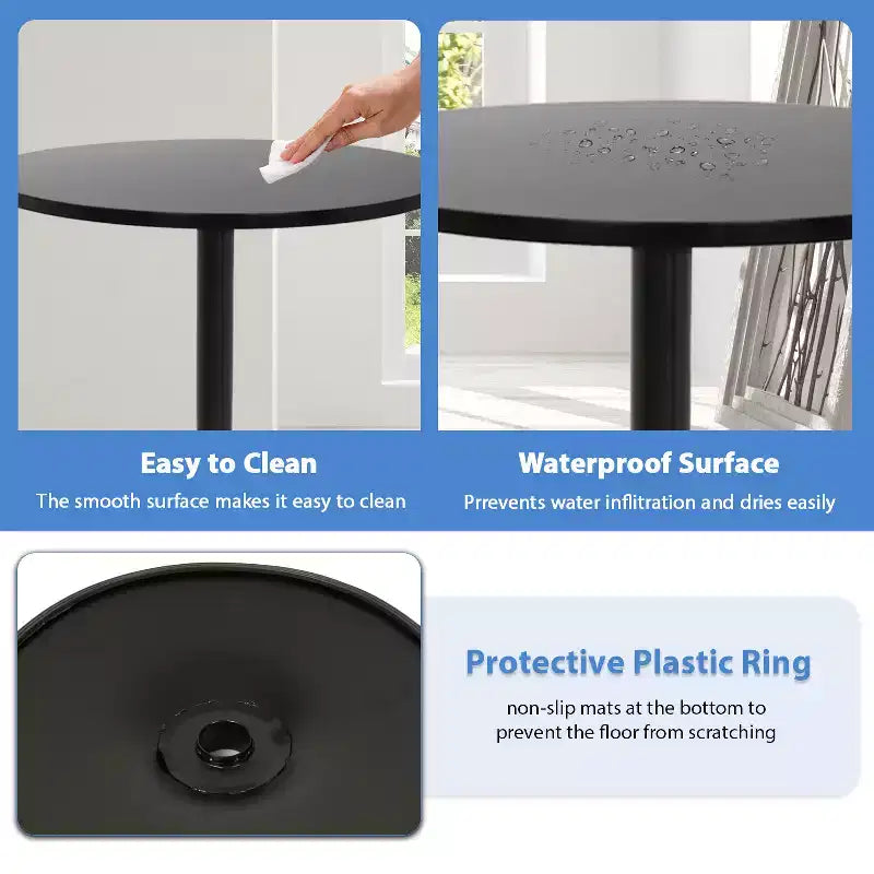 Bar Table 40 Inch Modern Kitchen Table Dining Table with Metal Base, Black