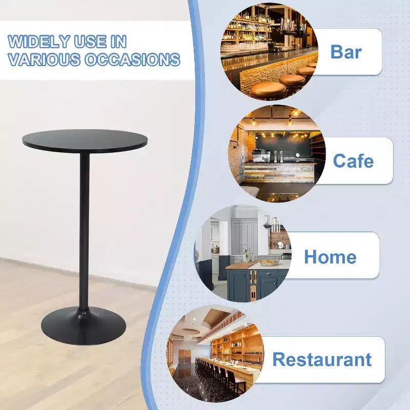 Bar Table 40 Inch Modern Kitchen Table Dining Table with Metal Base, Black