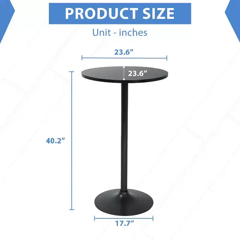 Bar Table 40 Inch Modern Kitchen Table Dining Table with Metal Base, Black