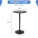 Bar Table 40 Inch Modern Kitchen Table Dining Table with Metal Base, Black