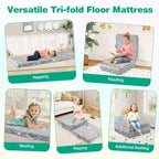 Matelas de sol pliable pour enfants, phosphorescent, pour la sieste des tout-petits, pliable en trois, coloré/gris/rose
