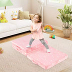 Matelas de sol pliable pour enfants, phosphorescent, pour la sieste des tout-petits, pliable en trois, coloré/gris/rose