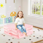 Matelas de sol pliable pour enfants, phosphorescent, pour la sieste des tout-petits, pliable en trois, coloré/gris/rose