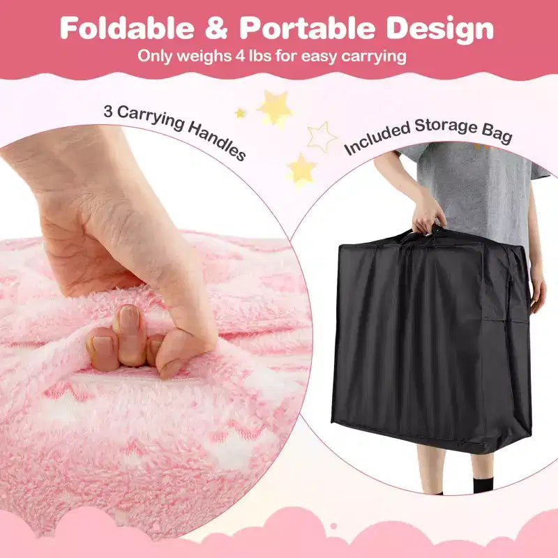 Matelas de sol pliable pour enfants, phosphorescent, pour la sieste des tout-petits, pliable en trois, coloré/gris/rose