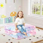 Matelas de sol pliable pour enfants, phosphorescent, pour la sieste des tout-petits, pliable en trois, coloré/gris/rose