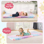 Matelas de sol pliable pour enfants, phosphorescent, pour la sieste des tout-petits, pliable en trois, coloré/gris/rose