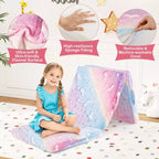 Matelas de sol pliable pour enfants, phosphorescent, pour la sieste des tout-petits, pliable en trois, coloré/gris/rose