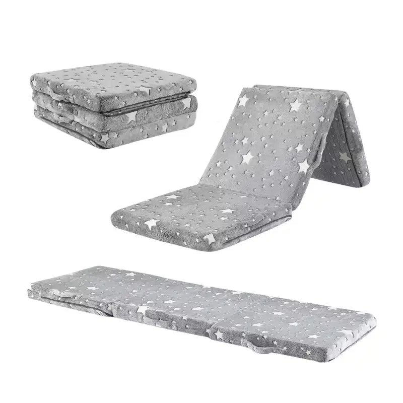 Foldable Floor Mattress for Kids Glow in the Dark Toddler Nap Mat Tri-Folding Colorful/Grey/Pink