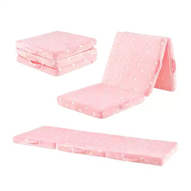 Foldable Floor Mattress for Kids Glow in the Dark Toddler Nap Mat Tri-Folding Colorful/Grey/Pink