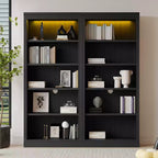 83.4 Tall Wooden Bookcase with LED Light Strip, 5-Tier Adjustable Bookshelves & Storage Organizer for Living Room & Home Office
