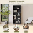 83.4 Tall Wooden Bookcase with LED Light Strip, 5-Tier Adjustable Bookshelves & Storage Organizer for Living Room & Home Office