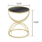 Table d'appoint moderne Table de bout ronde Table basse Table de chevet avec cadre en métal doré et plateau miroir noir