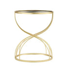 Table d'appoint moderne Table de bout ronde Table basse Table de chevet avec cadre en métal doré et plateau miroir noir