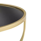 Table d'appoint moderne Table de bout ronde Table basse Table de chevet avec cadre en métal doré et plateau miroir noir