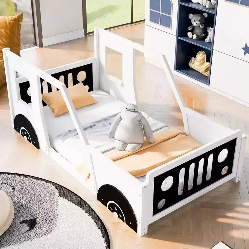Classic Car-Shaped Platform Bed with Wheels