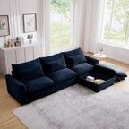 Ultimate Comfort: Corduroy L-Shape Sofa with Storage and 3 Plush Pillows