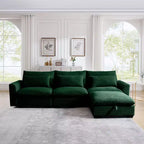 Ultimate Comfort: Corduroy L-Shape Sofa with Storage and 3 Plush Pillows
