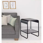 21 Black And Concrete Gray Manufactured Wood And Metal Rectangular End Table With Shelf