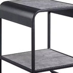 21 Black And Concrete Gray Manufactured Wood And Metal Rectangular End Table With Shelf
