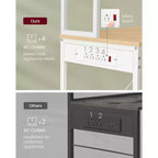 Bakers Rack - 31.5 - Inch Coffee Bar with Power Outlet. 6 - Tier Kitchen Shelves with 6 Hooks, Perfect as Microwave Stand