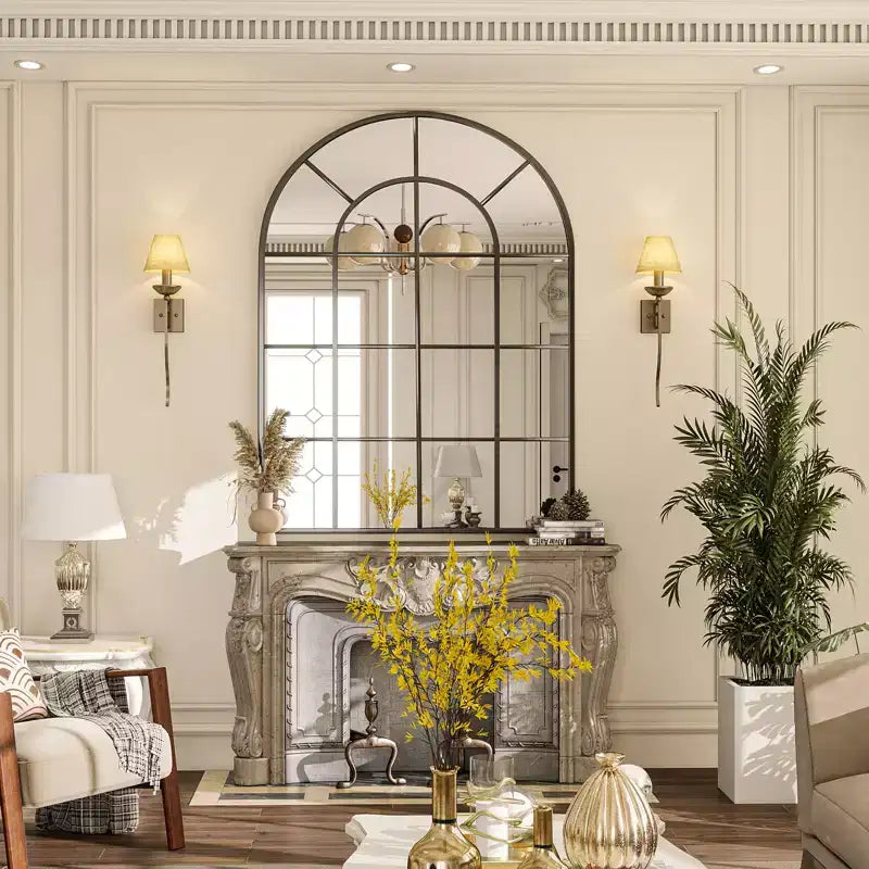 Black Frame Window Pane Wall Mirror Bathroom Mirror 24 x36
