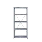 Gray And Silver Metal Four Tier Etagere Bookcase
