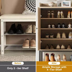 Shoe Cabinet with 3 Rattan Doors, Freestanding Shoe Storage Organizer with Adjustable Shelves, 7-Tier Shoe Storage Cabinet for Entryway, Living Room