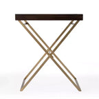 27 Gold And Walnut Solid Wood Rectangular End Table