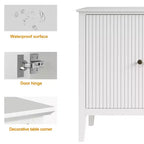 Fluted 3-Door Cabinet, Modern White Buffet Cabinet with Adjustable Shelves & Metal Knobs, Sideboard Coffee Bar Cabinet, Storage Cabinet,White