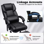 Fauteuil de bureau de direction massant et chauffant avec accoudoirs réglables, repose-pieds et dossier inclinable