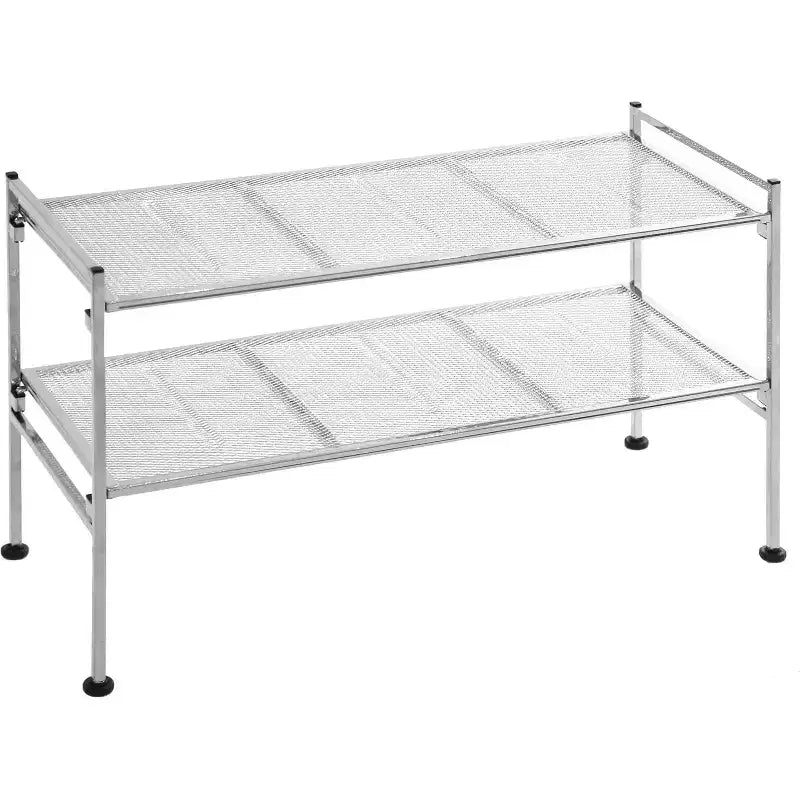 6-Pair 2-Tier Satin Pewter Iron Frame Stackable Shoe Rack