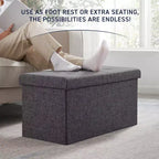 Foldable Tufted Linen 30 Inch Bench Storage Ottoman