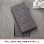 Foldable Tufted Linen 30 Inch Bench Storage Ottoman