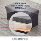 Foldable Tufted Linen 30 Inch Bench Storage Ottoman