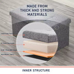Foldable Tufted Linen 30 Inch Bench Storage Ottoman