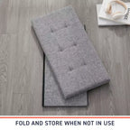 Foldable Tufted Linen 30 Inch Bench Storage Ottoman