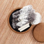 Round Faux Leather Storage Ottoman with Table Top Lid